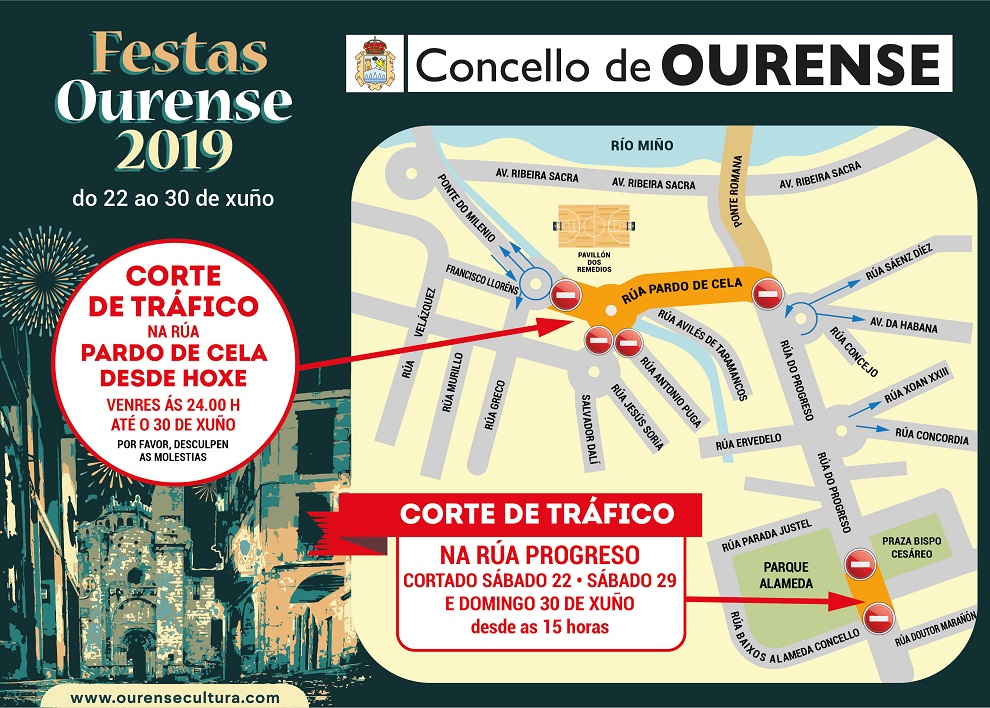 Corte de calles durante las fiestas de Ourense